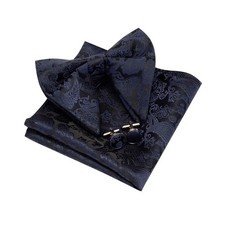Fashion New Paisley Adjustable Pre tied Big Bow Tie Pocket Square Set Box