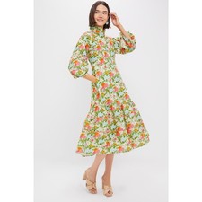 HYACINTH HOUSE Multi Green Begonia Floral Hillsborough Midi Dress Size XL NWT