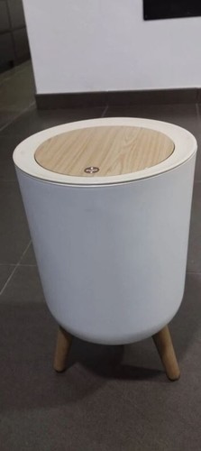 Footed Compost Bin Oak Wood Look Kitchen Waste Food Scraps Trash Floor Composter - Picture 4 of 8