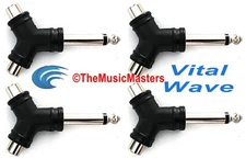 (4) 1/4" Male Mono Plug to Dual RCA Jacks (F) Audio Cable Cord Adapters VWLTW