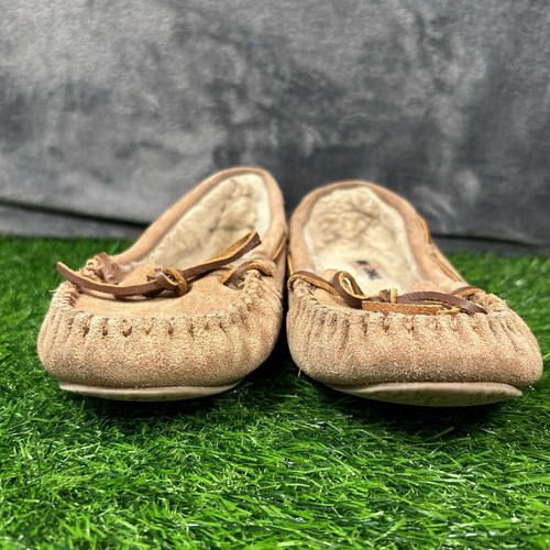 Minnetonka Cassie Moccasin Womens 8 Brown Suede Leather Shoes Slipper Comfort - Imagen 2 de 13
