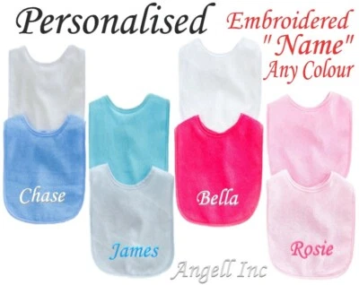 Personalisiertes besticktes Baby, Kleinkind, Lätzchen, JEDER NAME, Geschenk, Babyparty, Babys