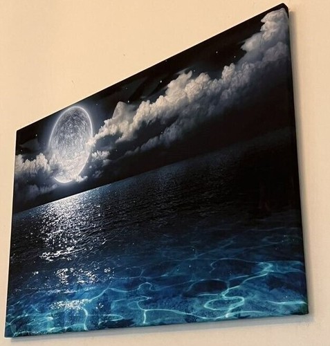 Moon At Night Over Sea Clouds Seascape Wall Art Framed Canvas Pictures Ebay Moon At Night Over Sea Clouds Seascape Wall Art Framed Canvas Pictures Ebay