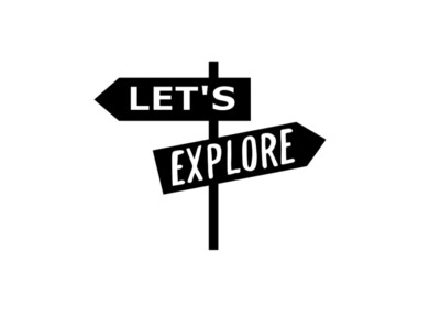 ''LET's EXPLORE'' Sign Decal for windows/cups Matte Black 4'' wide *SHIPS FREE*