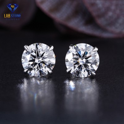 8.02 TCW Round Moissanite Diamond Earring White Gold 10k Labstone