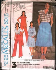 6015 Vintage McCalls SEWING Pattern Misses Shirt Skirt Pants Marlos Corner OOP