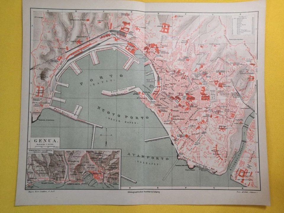 1885 Genoa Italy Vintage Geography Map ORIGINAL 11.5 x 9.5" - C17-5 - Image 2 of 3