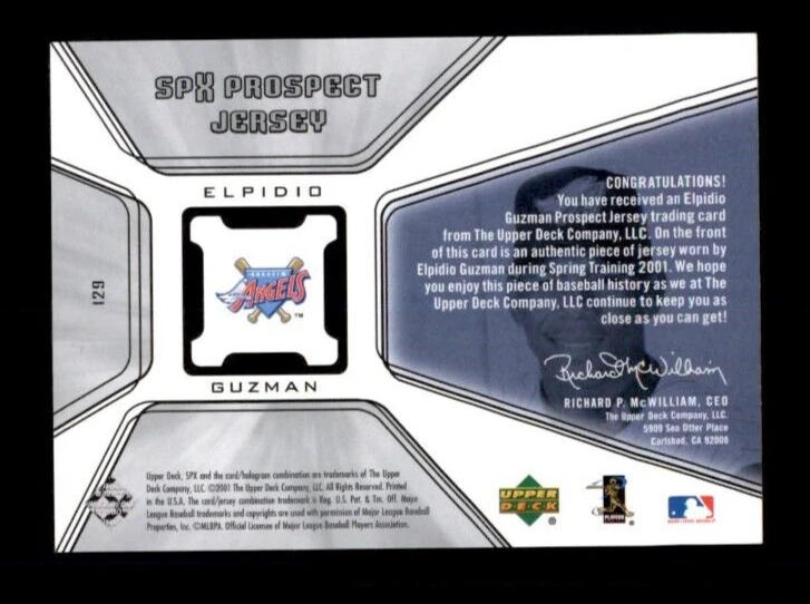 2001 SPx #129 Elpidio Guzman Jersey RC - Image 2 of 2
