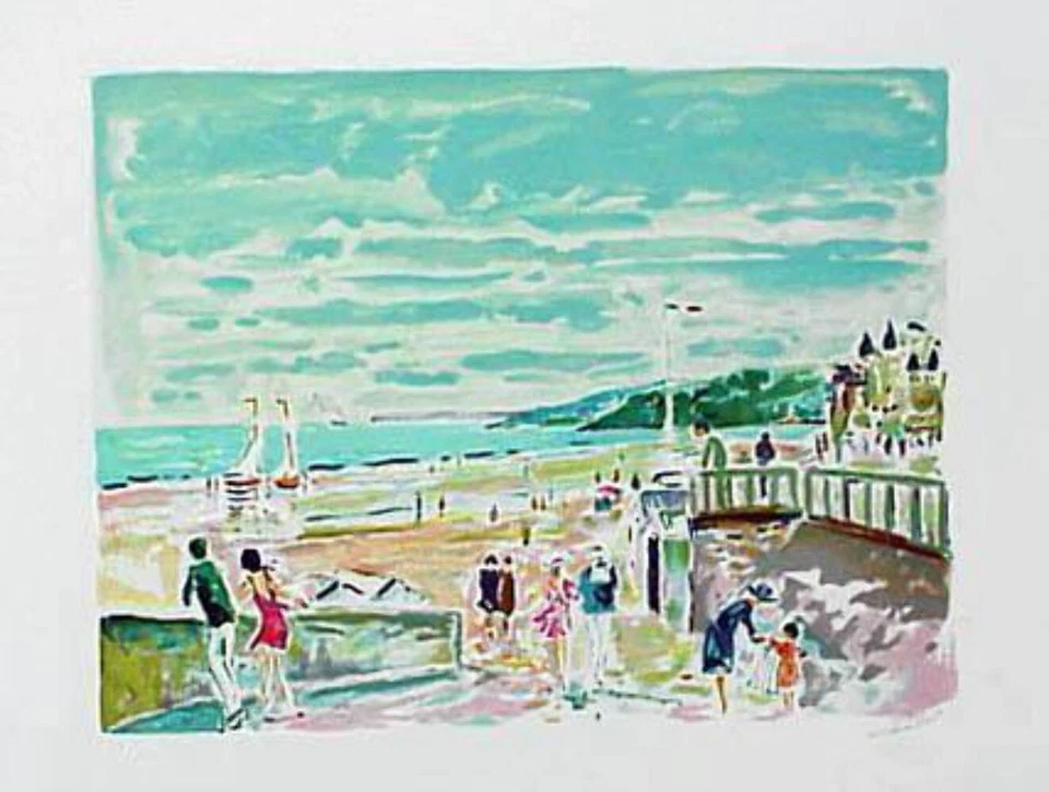 Jean Claude Picot La Plage Lithographie Signée Et Numérotée Au Crayon - Photo 1/1