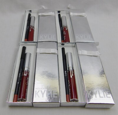 4 Kylie Cosmetics Holiday Edition Matte Liquid Lipstick & Lipliner Set MERRY NEW