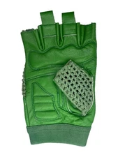 Leather Crochet Cycling / Bicycle Gloves - Vintage  (Green)
