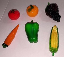 Vintage 6 Piece Hand Blown Murano Style Glass Fruits Vegetables