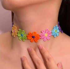 Boho Colourful Lace Flower Daisy Choker Necklace Women Classic Gothic Retro Gift