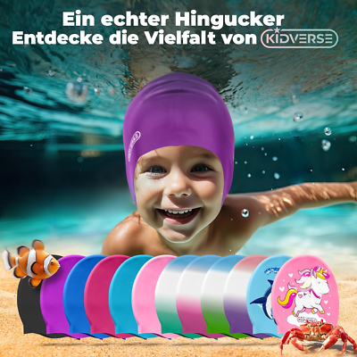 3er Pack Badekappen Mädchen - Rutschfester Haarschutz Für Kinder 4-12 Jahre