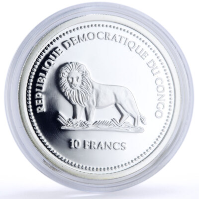 WILDLIFE PROTECTIONシリーズ　コンゴ共和国 フラン 2005年 Congo 10 francs Wildlife Protection Red Perch Fish Fauna colored