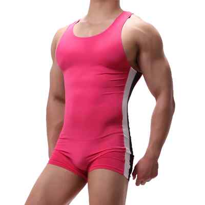 Soft Men Undershirts Leotard Bodysuit Shorts Wrestling Singlet Fitness Jumpsuit 