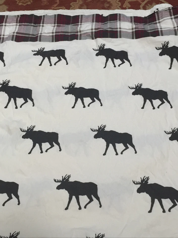 HD Designs Franela 84x95" Sábana Motivo Alce Algodón Cuadros Borde Dobladillo Foto 4 de 4