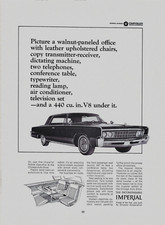 1966 Chrysler Imperial 440ci V-8 Executive Suite On Wheels Original Print Ad 1966 Chrysler Imperial 440ci V-8 Executive Suite On Wheels Original Print Ad