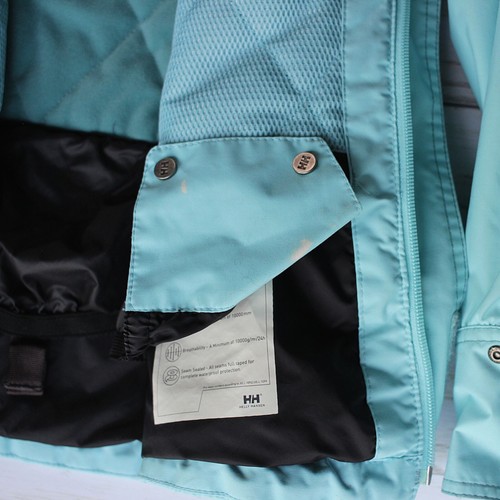 Helly Hansen Girls Size 152/12 Ski Jacket Helly Tech Aqua Blue Removable Hood - Picture 21 of 21