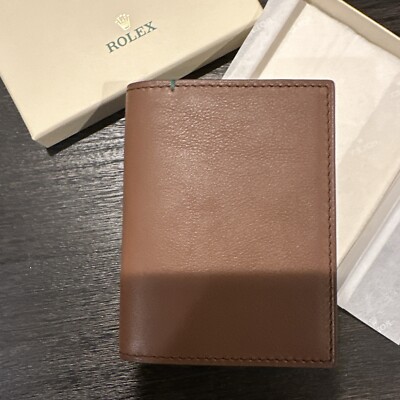 Official Rolex Novelty Credit Card Billfold Holder Brown Leather