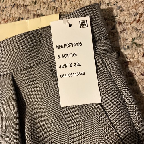 NWT NEW Lauren Ralph Lauren Classic-Fit Plaid Dress Pants Mens 42x32 Black/Tan - Picture 4 of 12