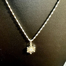 Disney  s Frozen Silver Tone Rhinestone Snowflake Necklace with Light Blue Chain