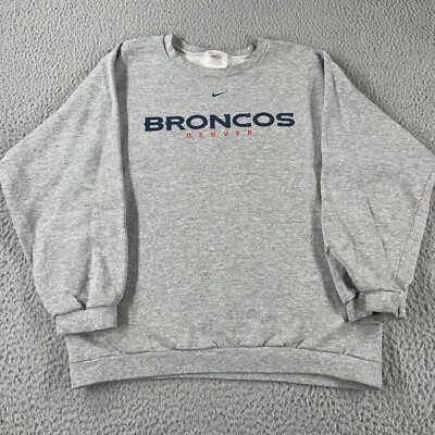 Vintage 90s Nike Denver Broncos Crewneck Sweatshirt Youth Size XL USA Grey