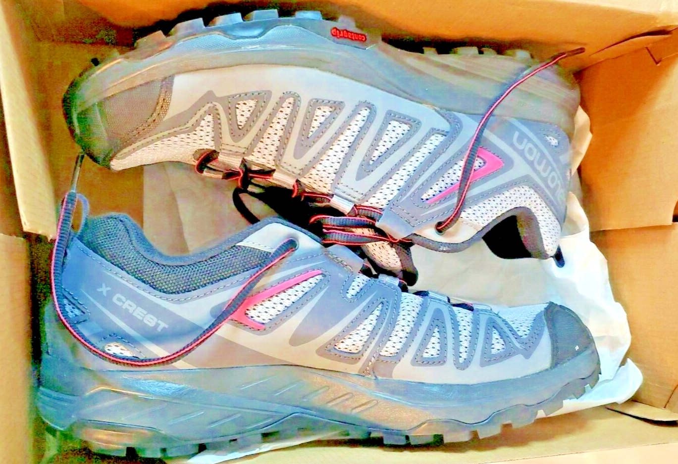 salomon x crest donna 408296 scarpe trail running sneakers grigio rosa nuove con scatola