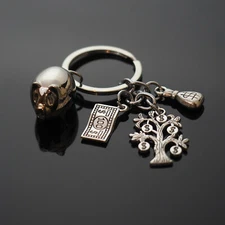 Cute Pig Money Tree 100 Dollar $ Bag Silver Charms Keychain Key Chain Love Gift