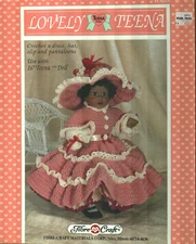 USED LOVELY TEENA 16" DOLL DRESS FIBRE CRAFT CROCHET PATTERN LEAFLET