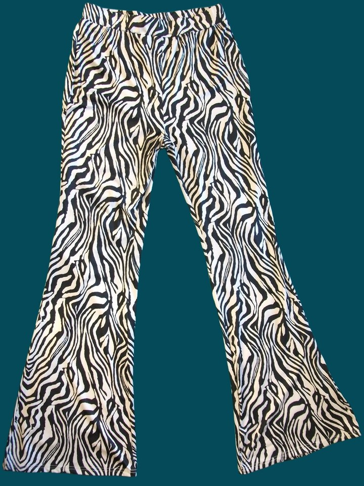 SHEIN high rise stretch FLARED zebra print pull-on pants M (10 x 33)!