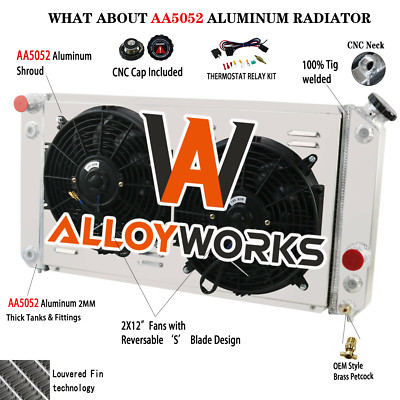 3-ROW Radiator+Shroud&Fan Relay Fit 1996-2005 Chevrolet Blazer S10 Truck Pickup