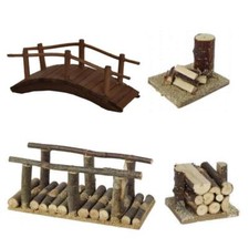 Miniatur Deko Brücke Holzstapel 3-11 cm, Garten Zubehör rustikal Wichtel