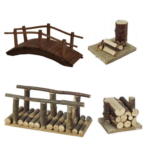 Miniatur Deko Brücke Holzstapel 311 cm, Garten Zubehör rustikal