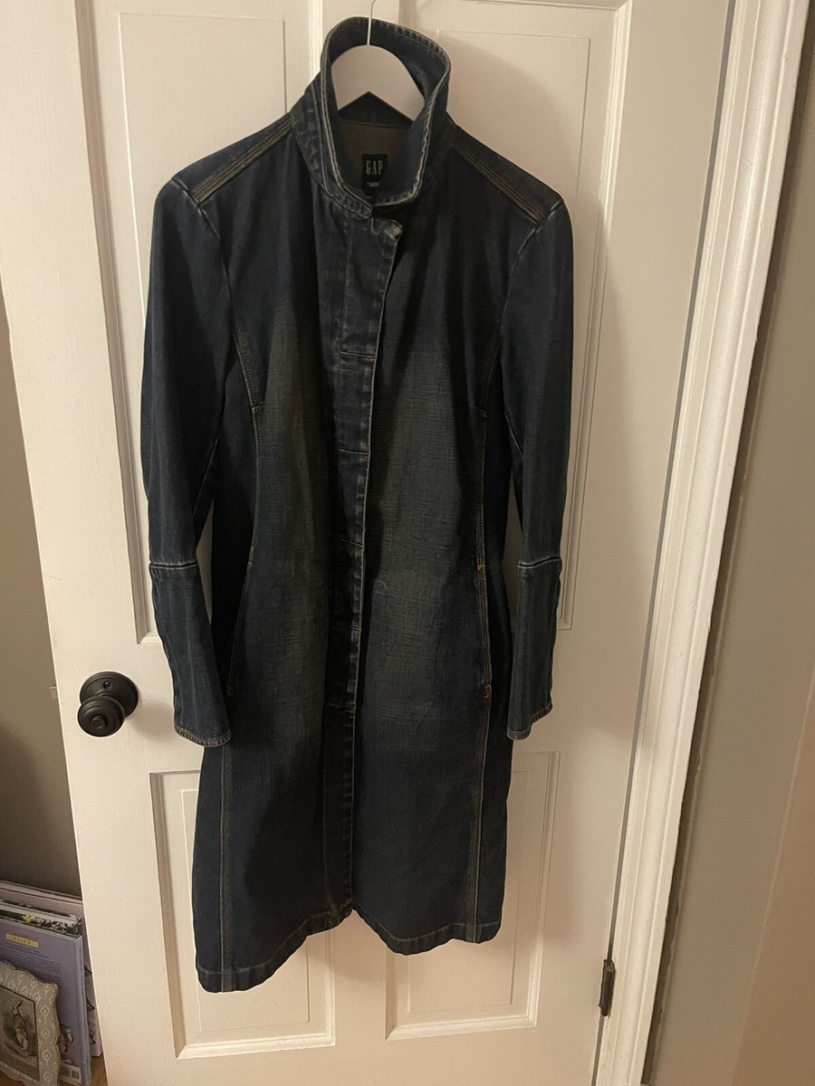 ジャケット・アウター CONNECTERS 10AW 11AW Y2K long coat Vintage Gap Y2K Womens XS Blue Jean Denim Trench Long Snap Button