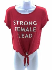 Pink Peony Juniors Red Strong Female Lead Top Size Small