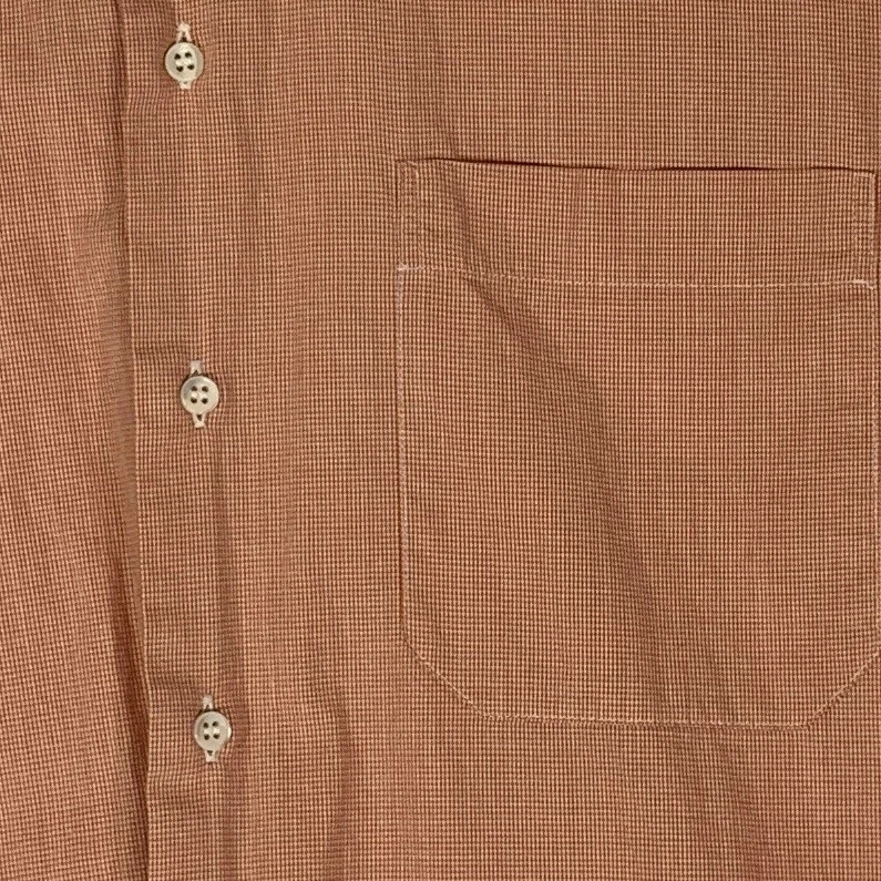 Мужская сорочка Ermenegildo Zegna 16/41 оранжевая клетчатая хлопковая на пуговицах - Изображение 3 из 4