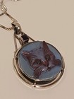 Antique Victorian Glass Cat Face Button Converted to Sterling Silver Pendant... — photo 2