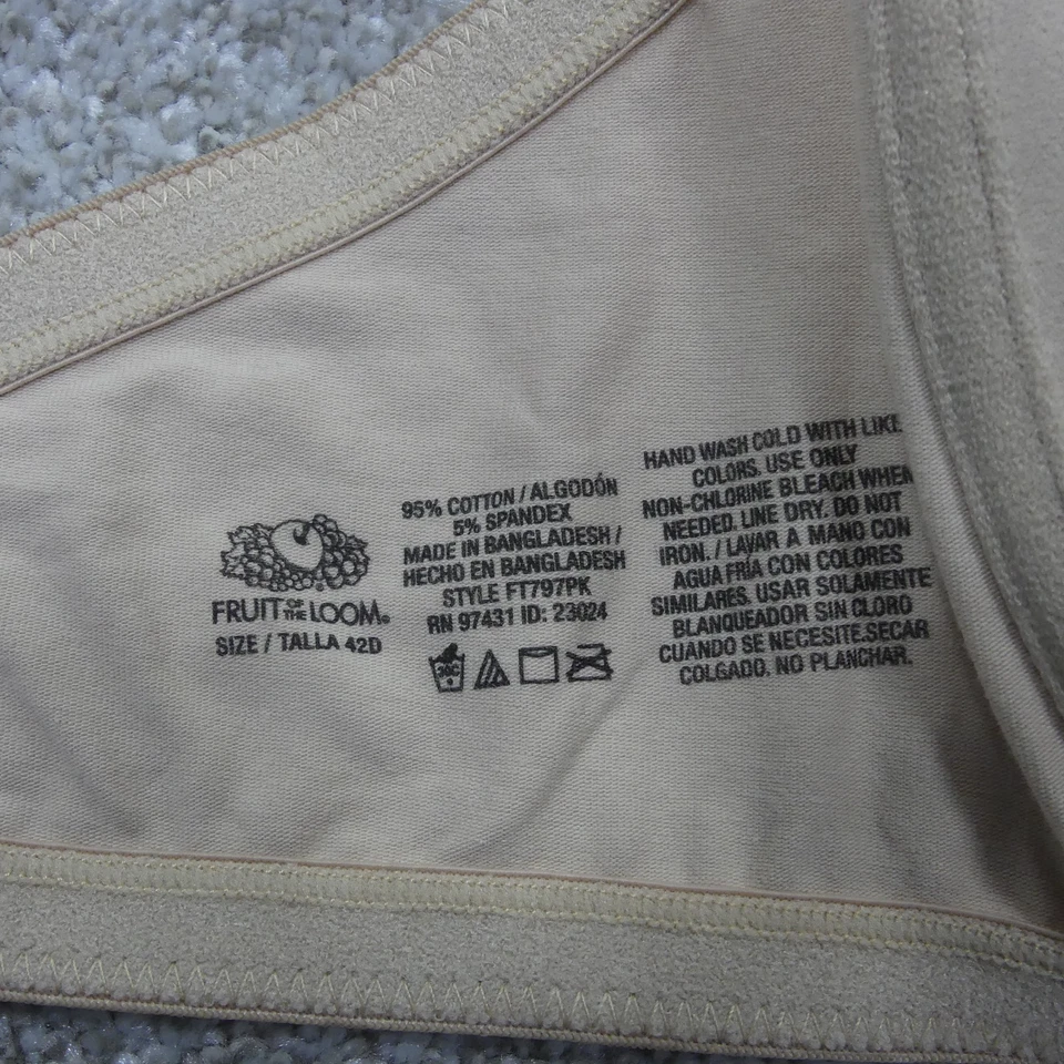 Juego de 3 sujetadores Fruit Of The Loom para mujer 42D negro blanco beige con aros FT797PK Foto 4 de 4