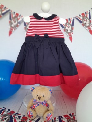 Vintage rot, weiß und marine Baumwolle, ärmelloses Kleid mit weichem Baumwollmieder