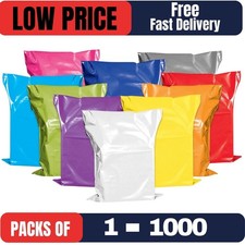 Coloured Mailing Bags Strong Polythene Postage Parcel Postal Seal Mixed All Size