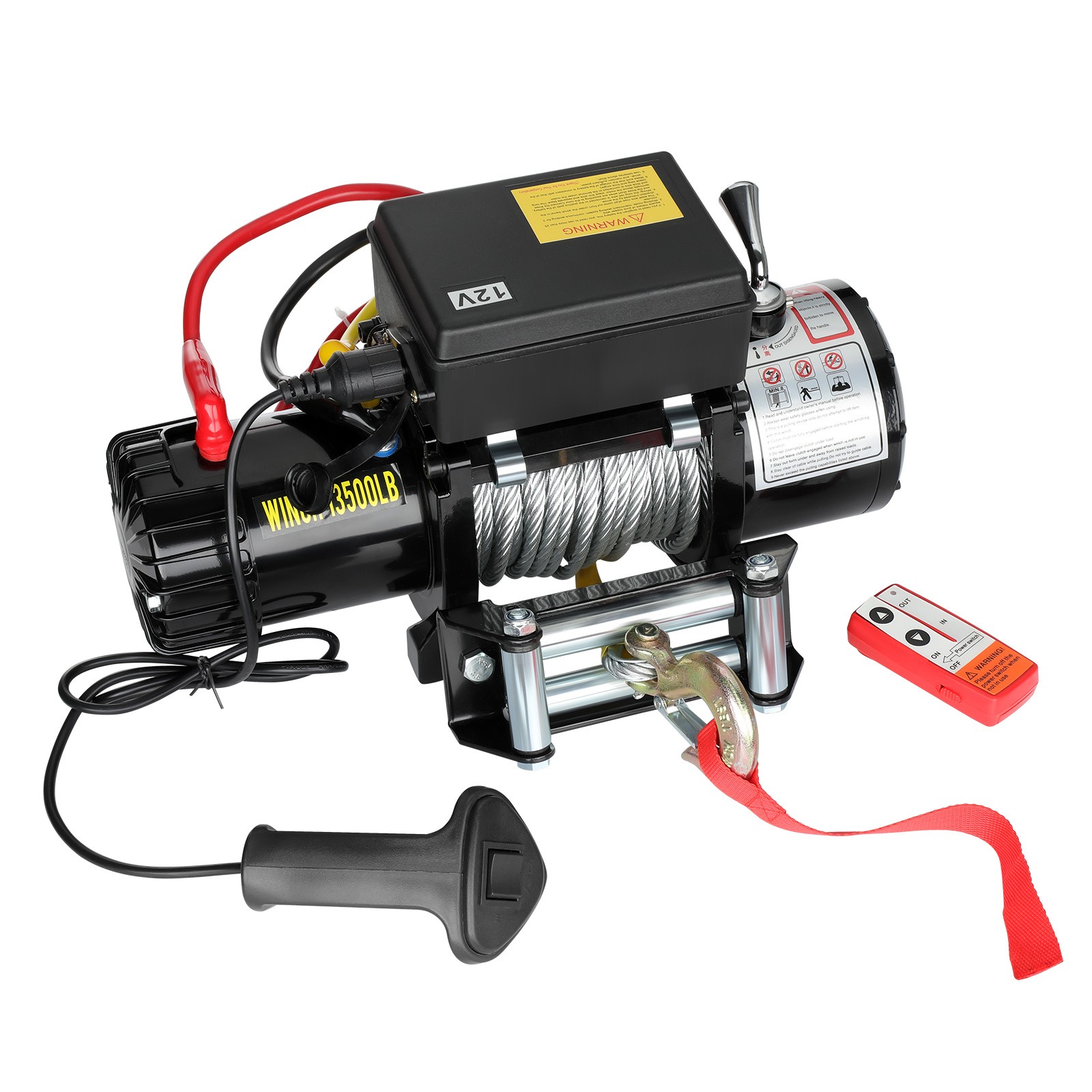 12V 4500lb/2041kg Car Electric Winch Fiber Rope With 2 Wireless Remote Controls - Image 20