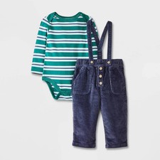 Baby Boys' Striped Suspender Top  Bottom Set - Cat  Jack  Blue