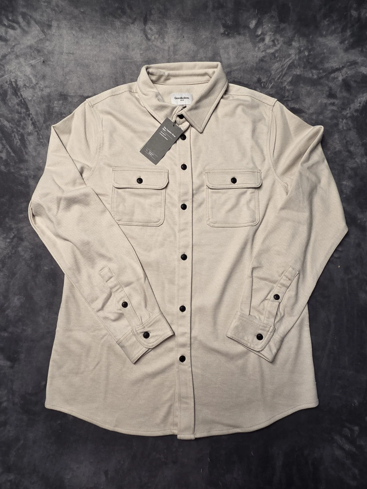 NWT Goodfellow & Co Mens L Tall Comfort Wear Shirt Jacket Shacket Cream Beige image 2