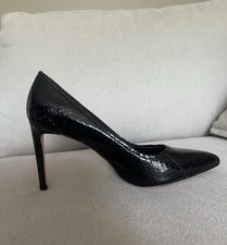 Brian Atwood Malika Black Snake Embossed Leather Pumps-8M-NWOB with Dust Bag