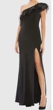 NWT MAC DUGGAL 26372 ONE SHOULDER RUFFLE BLACK EVENING STRETCH GOWN Size 8
