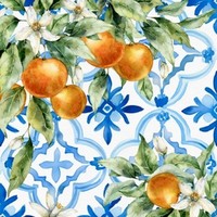 20 Servietten Laranjas Em Azulejos Orangen FrüChte Fliesen Muster Blau 33X33Cm