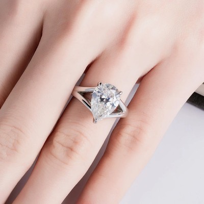 Laborgefertigter Diamant 5,0 kt Birnenschliff Testpass VVS1/D/Ausgezeichneter Verlobungsring