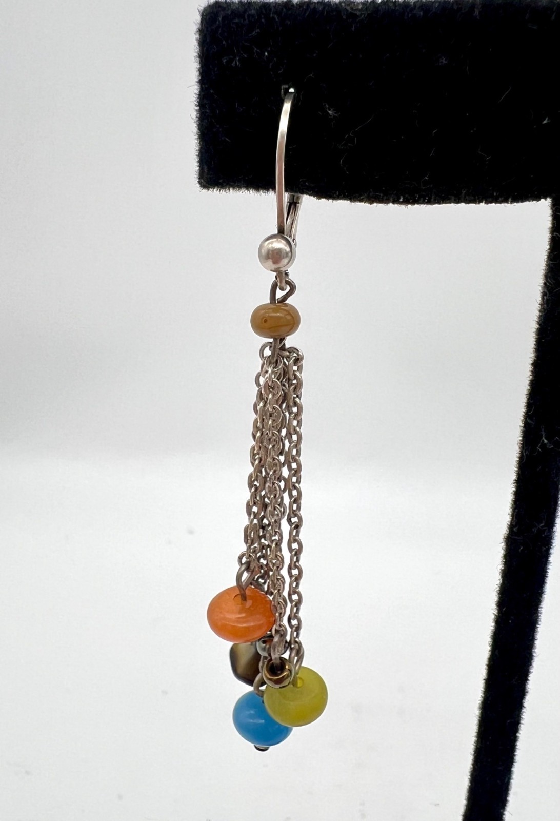 Sterling Silver Multicolor Beaded Dangle Earrings… - image 6