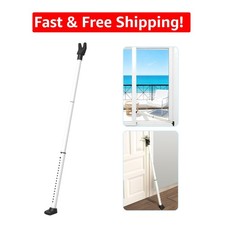Classic White Door Security Bar - Reliable Sliding Door Lock Heavy Duty Jammer